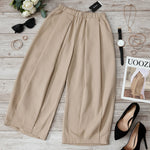 Loose Wide Leg Pleated Pockets Solid Color Pants