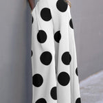 Short Sleeves Wide Leg Polka-Dot V-Neck Jumpsuits