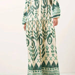 Printed lantern sleeves loose dress