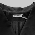A-Line Long Sleeves Buttoned Pockets Solid Color Zipper Lapel Woolen Coat