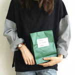 Striped Split-Joint Plus Size Loose Long Sleeve Shirt Tops