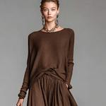 Women's Fashion Round Neck Knitted Sweater Skirt Set