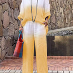 Women's Cotton and Linen Gradient Two-piece Set