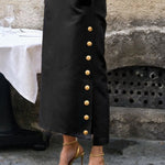Sleeveless Buttoned Solid Color Split-side Stand Collar Maxi Dresses Shirt Dress
