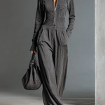 Women's Fashion Ribbed Zipper Hooded Jumpsuit