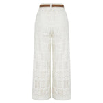 Joyful Bond Crochet Lace Mid Rise Pocketed Wide-leg Pants