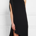 High-low Loose Asymmetric Solid Color Split-side Round-neck Maxi Dresses