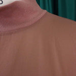 Loose See-Through Long Sleeves Asymmetric Solid Color High-Neck T-Shirts Tops