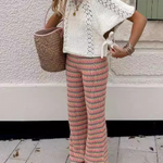 Zumi Chunky Knitted Openwork Design Crop Sweater