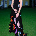 A-Line High Waisted Contrast Color Hollow Round-Neck Maxi Dresses