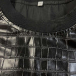 Men's Black Crocodile PU Leather Sweatshirt