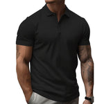 Men's Solid Slim Lapel Short Sleeve Casual Polo Shirt