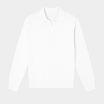 WHITE BUTTONLESS RIBBED POLO