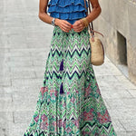 Bohemian paneled floral maxi skirt