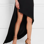 High-low Loose Asymmetric Solid Color Split-side Round-neck Maxi Dresses