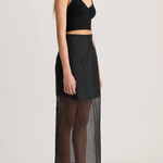 Embraces Modern Sheer Organza Pocket Oversized Tank and High Rise Slit Midi Skirt Set