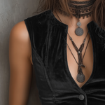 Vintage Round V-Neck Velvet Vest