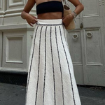 Striped Fringed Knitted Skirt
