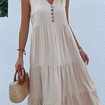 Sleeveless loose casual solid color vest dress