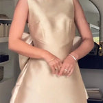 Ultimate Muse Satin Oversized Bow Detail Square Neck Mini Dress