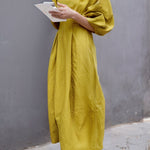 Half Sleeves Loose Solid Color Round-neck Maxi Dresses