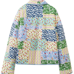 Printed Quilted Short Contrast Color Cotton Coat