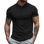 Men's Solid Slim Lapel Short Sleeve Casual Polo Shirt