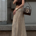 High Waist Sparkle Floor Length Sequin Skirt