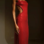 Slim Fit Square Neck Halter Backless Maxi Dress