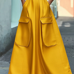 Short Sleeves Pockets Solid Color Stand Collar Maxi Dresses