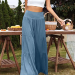 women's casual wide leg cotton and linen high waist trousers