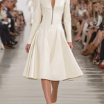 Long Sleeves Skinny Soft Zipper Lapel Midi Dresses