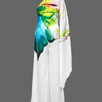Long Sleeves Loose Flower Print Pleated Pockets One-Shoulder Jumpsuits