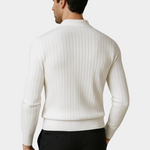 WHITE BUTTONLESS RIBBED POLO