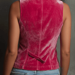 Retro Bohemian Bright Pink Velvet Vest
