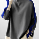 Long Sleeves Contrast Color Split-Joint High Neck Hoodies&Sweatshirt Sweatshirt Tops Tops