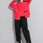 Solid Color Asymmetric Split-Joint Zipper Loose T-Shirt