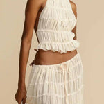 Passion and Romance Pleated Back Elastic Straps Adjustable Halter Tank
