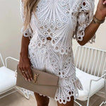 Casual Lace Loose Hollow Two-piece Suit