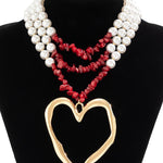Beaded Contrast Color Heart Shape Dainty Necklace Necklaces Accessories