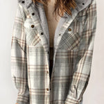 Snap Button Sherpa Lined Hooded Flannel Jacket