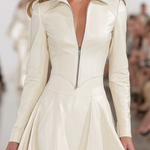 Long Sleeves Skinny Soft Zipper Lapel Midi Dresses