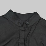 Long Sleeves Loose Buttoned No Belt Solid Color V-neck Jumpsuits
