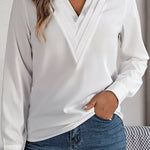 Elegant Layered V-neck Long-sleeved Casual Shirt
