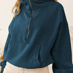 Zip Drawstring Long Sleeve Hoodie