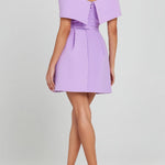 Elegant Evening Lapel Bandeau Removable Belt Pocketed Mini Dress
