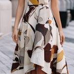 Abstract Floral Sleeveless Fit & Flare Midi Dress