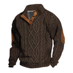 Men's Vintage Stand Collar Knitted Cable Sweater