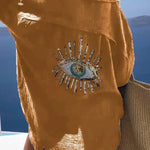 Summer Breeze Linen Blend Sequin Magic Eye Desig Oversized Relax Shirt