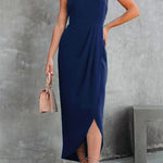 Sleeveless Off Shoulder Slit Irregular Party Dress